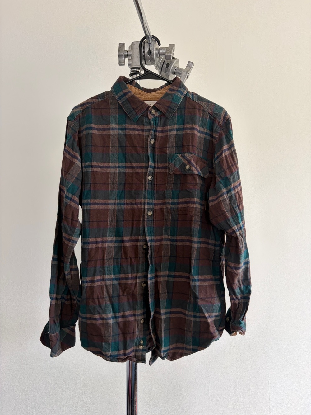 Legendary Whitetails Teal and Brown Plaid Button-Down Shirt